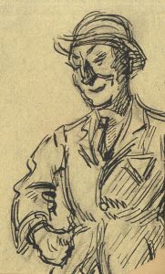 Andre Nevil - 1900 Pen and Ink Drawing, Study of a Man