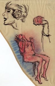 Andre Nevil - 1900 Pen and Ink Drawing, Studies of a Woman