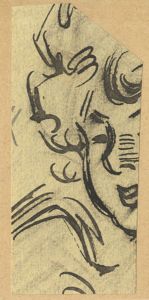 Andre Nevil - 1900 Pen and Ink Drawing, Portrait Fragment