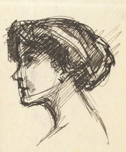 Andre Nevil - 1900 Pen and Ink Drawing, Portrait in Profile