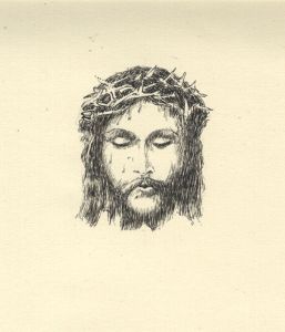 W.G. Lewis - Mid 20th Century Pen and Ink Drawing, Jesus with Crown of Thorns