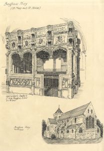W.G. Lewis - Mid 20th Century Pen and Ink Drawing, Boxgrove Priory Studies