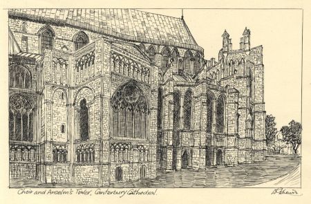 W.G. Lewis - Mid 20th Century Pen and Ink Drawing, Canterbury Cathedral