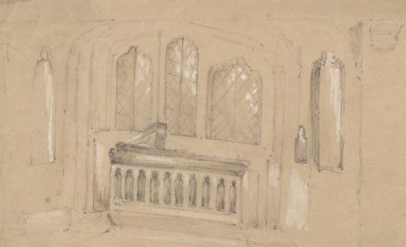 19th Century Graphite Drawing - Hall Interior