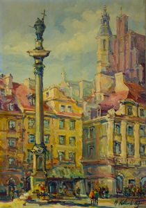 M. Kotarski - 1987 Acrylic, Busy Town Square