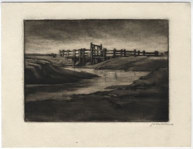 Julia Emily Clutterbuck - Early 20th Century Mezzotint, Estuary Landscape