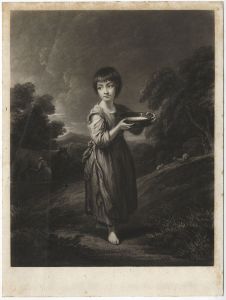 19th Century Mezzotint - Girl with Bowl