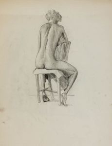William Redgrave - 1937 Graphite Drawing, Seated Nude