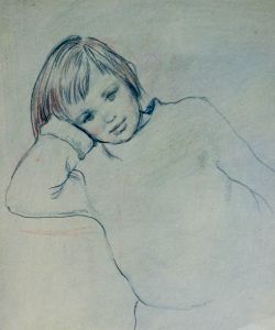 William Redgrave - Early 20th Century Chalk Drawing, Portrait of a Child