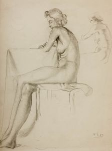 William Redgrave - 1937 Graphite Drawing, Seated Nude