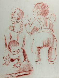 William Redgrave - Early 20th Century Sanguine, Studies of a Baby
