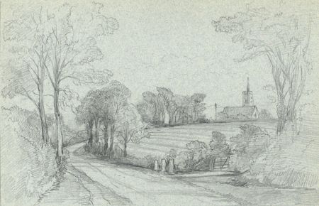 Rev Henry Robinson Wadmore - 19th Century Graphite Drawing, Road to Church