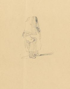 Rev Henry Robinson Wadmore - 19th Century Graphite Drawing, Shawled Woman