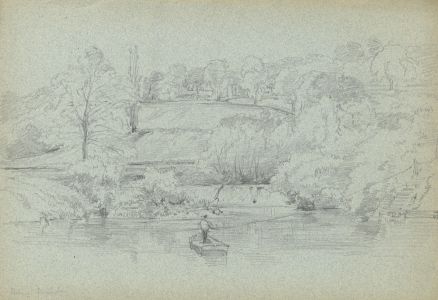 Rev Henry Robinson Wadmore - 19th Century Graphite Drawing, Boatman in Landscape