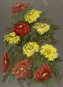 Freda Hankin - Early 20th Century Gouache, Chrysanthemums