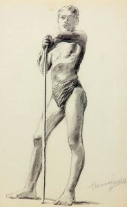 A. G. Kennedy - Early 20th Century Charcoal Drawing, Full-Length Nude