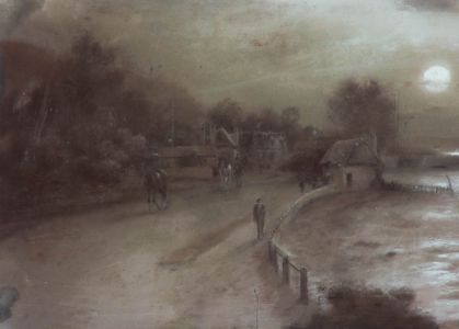 Elmer Keene - Late 19th Century Charcoal Drawing, Porlock Weir