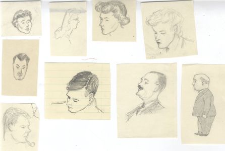 W.G. Lewis - Set of 9 Mid 20th Century Graphite Drawing, Character Studies