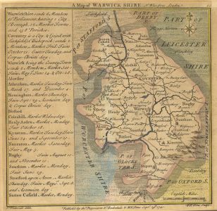 Thomas Badeslade/W.H Toms - 1741 Engraving, A Map of Warwickshire