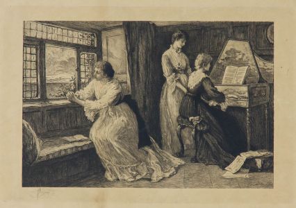 19th Century Etching - At the Piano
