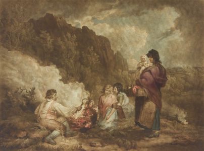 J.R. Smith after George Morland - 1799 Mezzotint, The Fern Gatherers