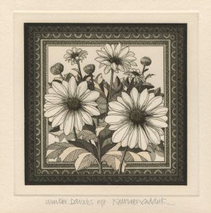 Kathleen Caddick - Contemporary Etching, Winter Daisies