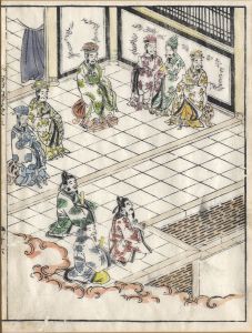 Early 20th Century Oriental Woodblock - Gentlemen Gathering