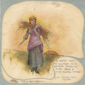 Early 20th Century Gouache on Silk - RL Stevenson's "An Apology for Idlers"