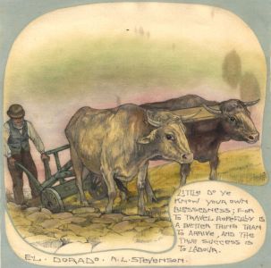 Early 20th Century Gouache on Silk - RL Stevenson's "El Dorado"