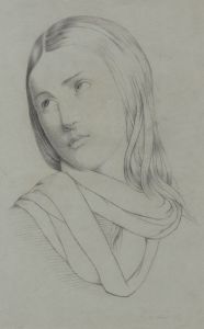Amélie Renard - 1879 Charcoal Drawing, Study of Young Woman