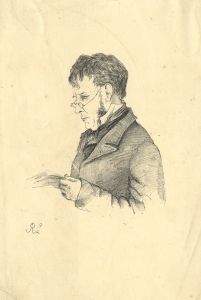 Monogram R.L. - 19th Century Graphite Drawing, The Scholar