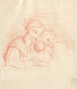 E.M. Alderson - 19th Century Coloured Pencil, Mother and Children