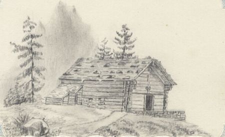 Monogram M.W. - 19th Century Graphite Drawing, Chalet