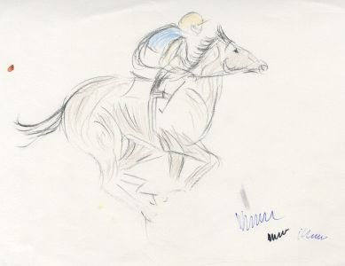 Marigold Armitage - Early 20th Century Coloured Pencil, Jockey and Racehorse