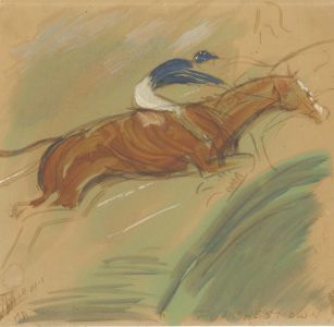 Marigold Armitage - Early 20th Century Gouache, Punchestown