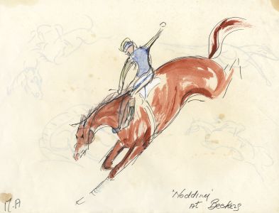 Marigold Armitage - Early 20th Century Gouache, "Nodding" at Beckers