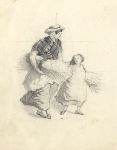 Continental 19th Century Graphite Drawing - The Harvesters