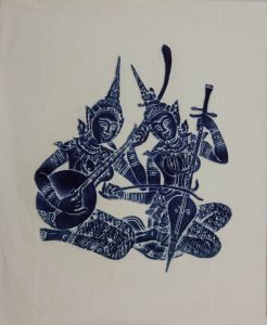 Mid 20th Century Pen and Ink Drawing - Burmese Figures