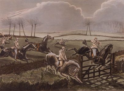J. Harris - 1839 Aquatint, After Henry Alken. The First Steeplechase on Record