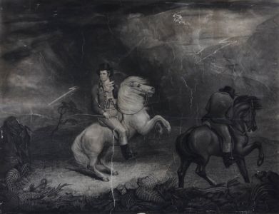 G.H. Every - 1848 Mezzotint, After J.M. Scrymgeour, Burns in the Storm of 1793