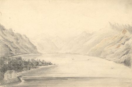 19th Century Graphite Drawing - Lake of Geneva