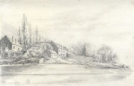 19th Century Graphite Drawing - Lakeside