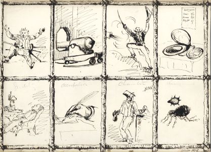1880 Pen and Ink Drawing - Sheet of Studies
