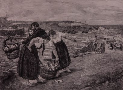 Otto Theodore Leyde - 19th Century Etching, Caller Herrin