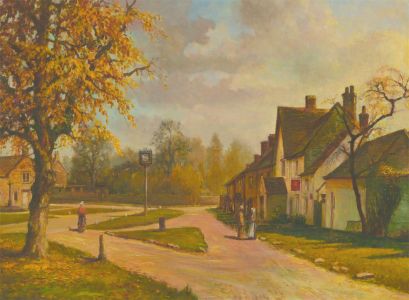 Joseph Henry Lynch - Mid 20th Century Oil, Gloucestershire Village