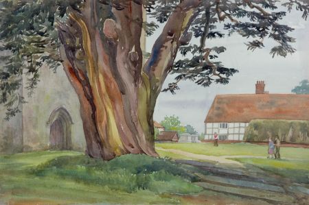 Jean M. Blair - 1979 Watercolour, Churchyard