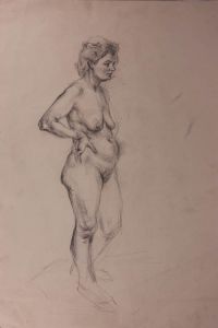 Mid 20th Century Graphite Drawing - Female Nude