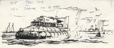 Paul Sharp - Mid 20th Century Pen and Ink Drawing, Hovercraft