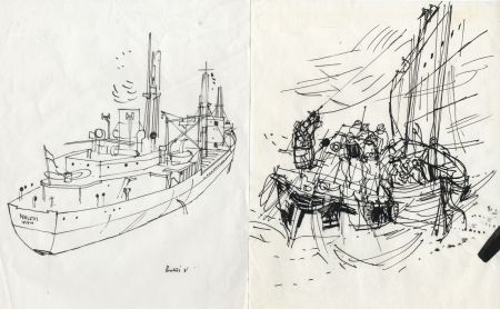 Paul Sharp - Set of 5 Mid 20th Century Drawings - Nautical Scenes