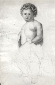 19th Century Graphite Drawing - Putto